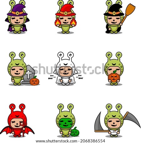 vector cartoon character cute snail animal mascot costume set bundle halloween