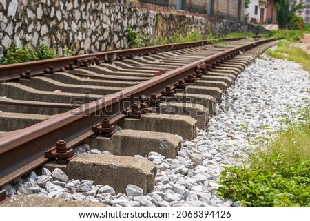 Close-up of freight railroad tracks in a factory