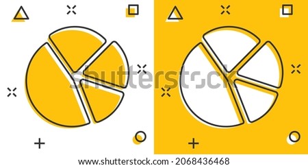 Chart icon in comic style. Diagram cartoon vector illustration on white isolated background. Statistics splash effect business concept.