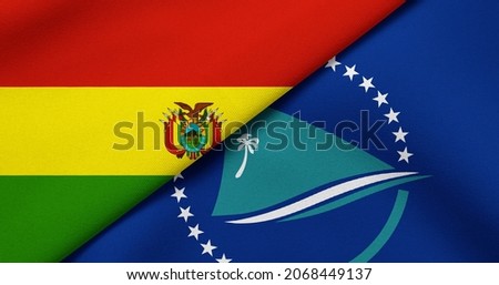 Flag of Bolivia and Secretariat of the Pacific Community - 3D illustration. Two Flag Together - Fabric Texture