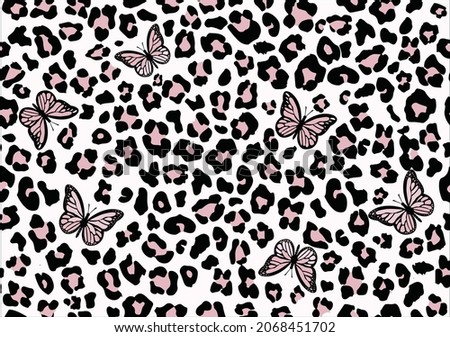 pink butterfly vector art design hand drawn seamless leopard butterfly pattern