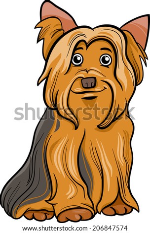 Cartoon Illustration of Cute Yorkshire Terrier Dog or York