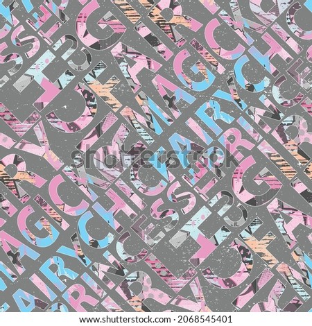 Abstract seamless fashion print with girls slogan. Repeated graffiti pattern for  textile, sport clothes, wrapping paper,  T-shirts,  web. 