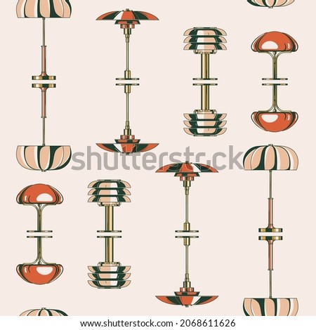 Vintage lamps retro style vector pattern illustration