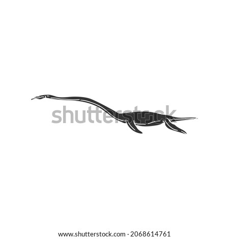 Ness Monster Icon Silhouette Illustration. Underwater Dinosaur Vector Graphic Pictogram Symbol Clip Art. Doodle Sketch Black Sign. Royalty-Free Stock Photo #2068614761