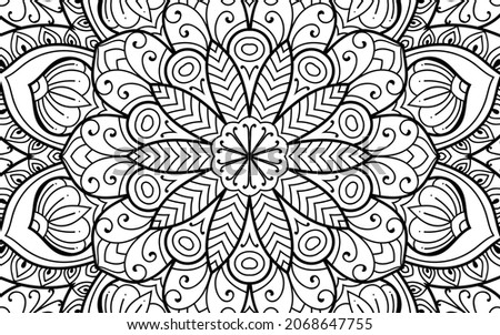 Decorative Mandala page zen tangle design colouring book page for adults vector illustration template Vintage, pattern, decorative, elements, Henna, Mehndi.
