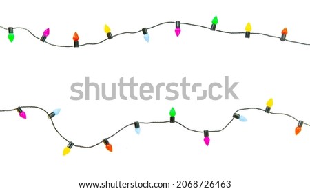 Christmas lights string isolated on white background with clipping path
