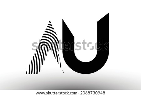 AU Fingerprint Zebra Letter Logo Design. AU Logo with fingerprint Creative Icon Vector Illustration