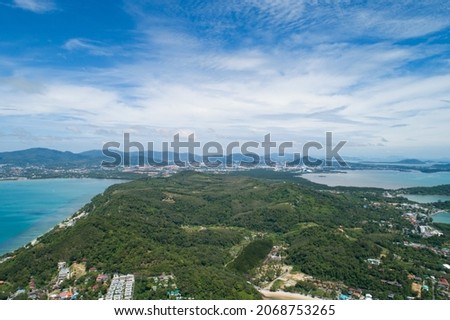 Aerial view Drone camera of Tropical Phuket island in summer season