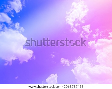 beauty sweet pink purple colorful with fluffy clouds on sky. multi color rainbow image. abstract fantasy growing light