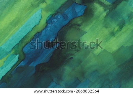 Abstract Watercolor Background. Watercolor Painting in Blue and Green Colors
