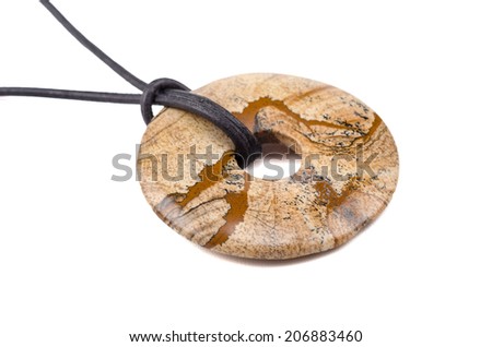 Picture jasper donut on leather string