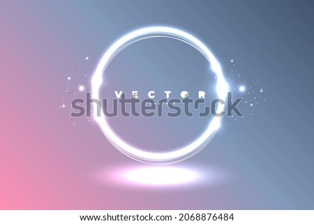 Brilliance white circle and shiny stars on the dim gradient background with pink and gray colors Royalty-Free Stock Photo #2068876484