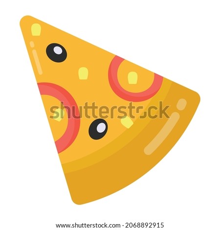 Pizza slice flat icon, fast food 