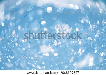 Magical fairy white and blue background. Air bubbles of foam. Funnel concept. High quality photo