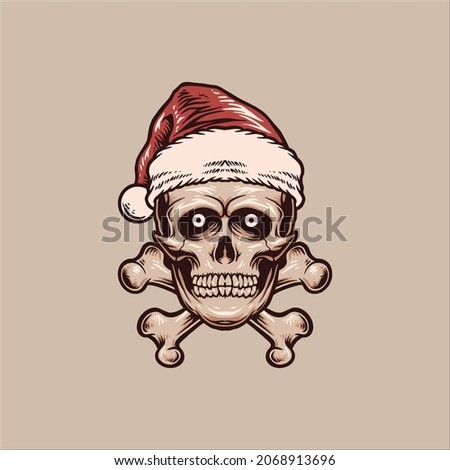 christmas skull illustration vector design