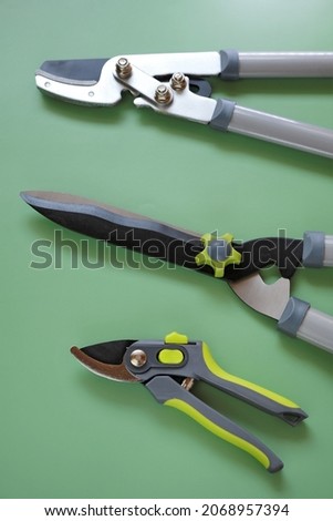 Gardening Tools.Garden shears, secateurs. Garden Plants Pruning Tool.Gardening and farming tools