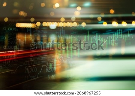 light and index number and graph of stock market business abstract background