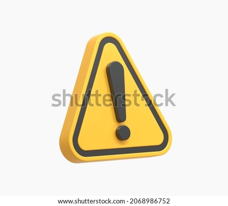 3D Realistic yellow triangle warning sign vector illustration. Royalty-Free Stock Photo #2068986752