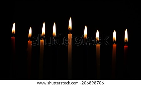 Chanukah candles all in a row