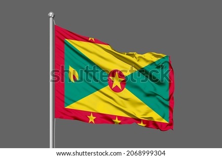 Grenada flying flag on a black background for designer