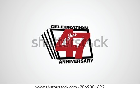 47 year anniversary celebration, book design style black and red color for event, birthday, gift card, poster-vector