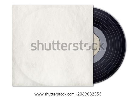 Vintage vinyl LP, retro gramophone record, blank cover. Isolated with clipping path.