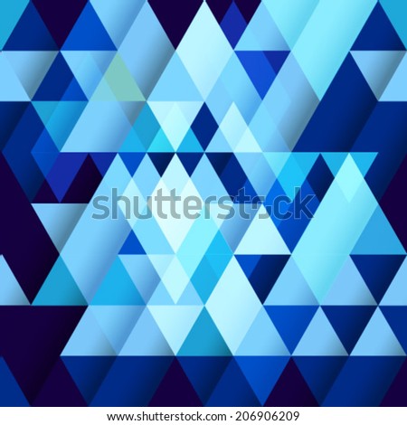 Blue Triangles Vintage Background with geometric shapes. Vector.