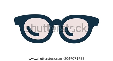 Eye glasses icon. Eyeglasses, pair of summer beach sunglasses. Front view of sun eyewear. Spectacles with frame and lens for eyesight. Flat vector illustration isolated on white background