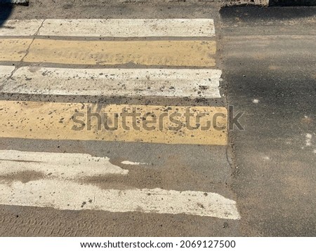 markings, yellow and white pedestrian crossing