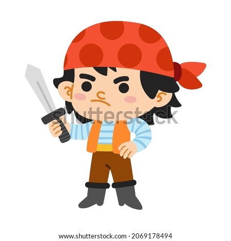 Cartoon vector illustration for children, character pirate boy