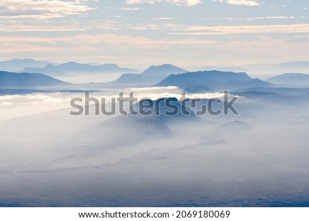 Fog Clinging to Desert Floor In Big Bend Royalty-Free Stock Photo #2069180069