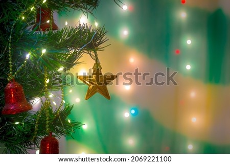Colorful Christmas and New year decorations for background wallpaper or template for design with Copy space for text