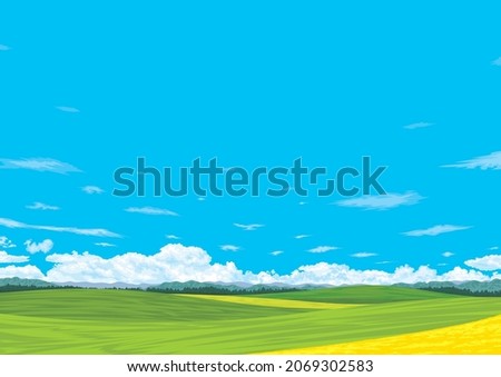 Refreshing blue sky and plateau scenery