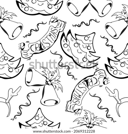 handdrawn christmas pattern black and white for textile,background,poster,etc
