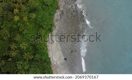 Aerial photo of pacific ocean and nature from drone