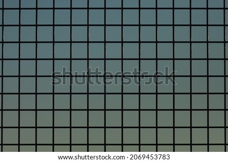 blue background, in the photo a grid on a blue background