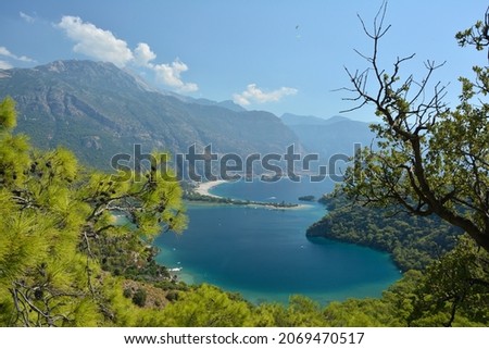 Ölüdeniz blue lagoon and Mount Babadağ in the Lycian Way, Turquoise Coast, Turkey Royalty-Free Stock Photo #2069470517