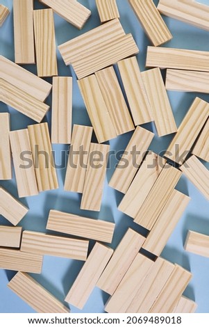 A studio photo of wooden blocks