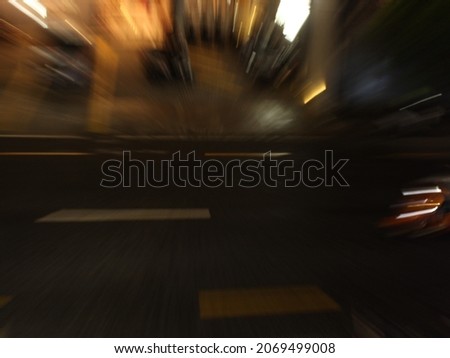 Street Photography zoom blur abstract Background. Transportation Movement speed lights in blur effect