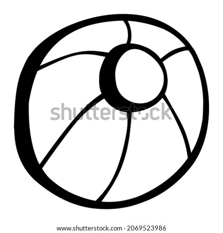 beach ball of sport hand drawn illustration