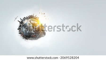 Cities around the planet . Mixed media Royalty-Free Stock Photo #2069528204