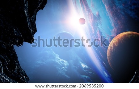 Space exploration concept. . Mixed media Royalty-Free Stock Photo #2069535200