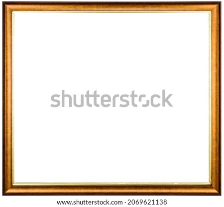 Old Vintage classic Golden Wooden mockup canvas frame isolated on white background. Blank and diverse subject moulding baguette. Design element. use for framing paintings, mirrors or photo.