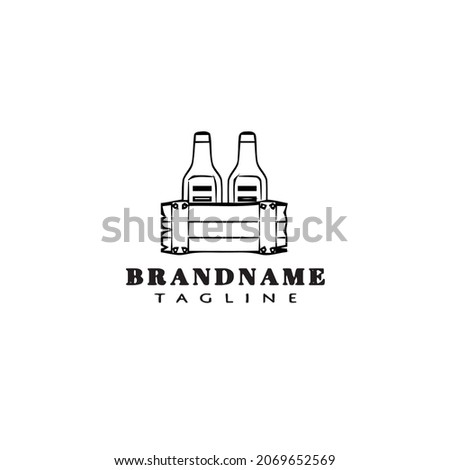 beer bottle cartoon logo icon design black modern isolated vector illustration
