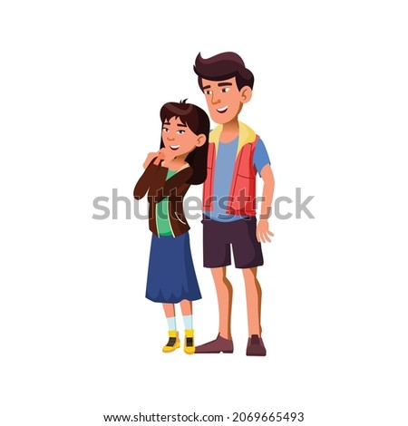 young asian couple boy and girl embracing together on party cartoon vector. young asian couple boy and girl embracing together on party character. isolated flat cartoon illustration