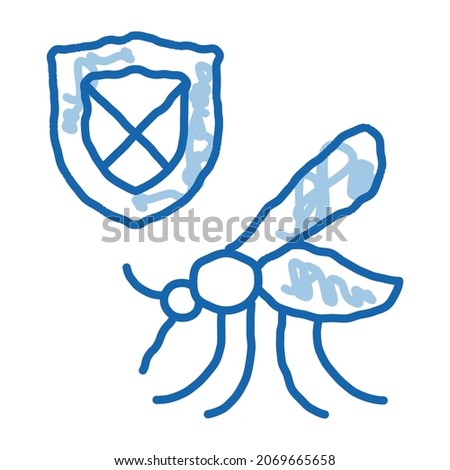 Mosquito Shield sketch icon vector. Hand drawn blue doodle line art Mosquito Shield sign. isolated symbol illustration