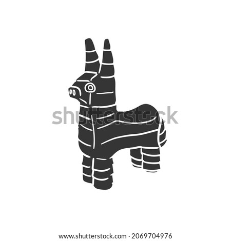Piñata Icon Silhouette Illustration. Party Toy Vector Graphic Pictogram Symbol Clip Art. Doodle Sketch Black Sign.