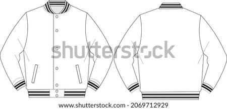 WOMEN AND GIRLS JACKETS AND HOODIE FLAT SKETCH VECTOR Royalty-Free Stock Photo #2069712929