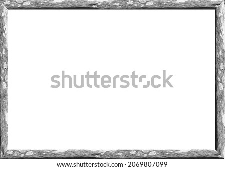 Landscape frame with rustic stone edges white background